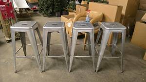 lot 42 image: Lot of 4 Matching Silver Bar Stools