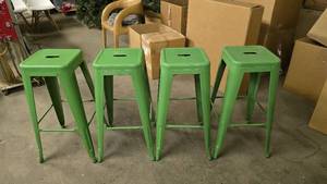lot 43 image: Lot of 4 Matching Green Bar Stools
