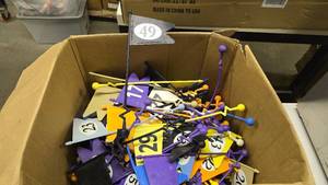 lot 50 image: Large Box of Raise For Service Colored Flags