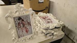lot 61 image: Lot of 7 Matching White Standing Picture Frames