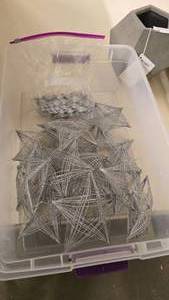 lot 63 image: Tote of Misc Silver Christmas Tree Ornaments.  Approx 32 Pieces