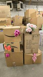 lot 79 image: Large Lot Artifical Flowers.  SO MANY FLOWERS AND LOTS OF $$ HERE.  SEE PICTURES FOR EVERYTHING INCLUDED.  QUANTITY 5 BOXES TOTAL  BID IS TIMES THE QUANTITY SO YOU ARE BIDDING PER BOX