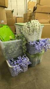 lot 83 image: Large Lot Artifical Flowers.  SO MANY FLOWERS AND LOTS OF $$ HERE.  SEE PICTURES FOR EVERYTHING INCLUDED.  QUANTITY 5 BOXES TOTAL  BID IS TIMES THE QUANTITY SO YOU ARE BIDDING PER BOX