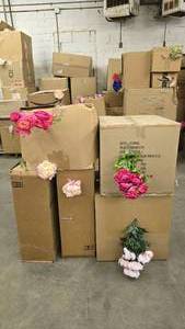 lot 88 image: Large Lot Artifical Flowers.  SO MANY FLOWERS AND LOTS OF $$ HERE.  SEE PICTURES FOR EVERYTHING INCLUDED.  QUANTITY 5 BOXES TOTAL  BID IS TIMES THE QUANTITY SO YOU ARE BIDDING PER BOX