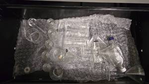 lot 99 image: Contents of Shelf.  Large Lot of Misc Bar Glasses
