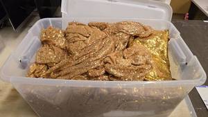 lot 128 image: Large Tote Full of Gold Sequin Table Covers