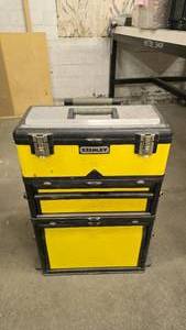lot 134 image: Stanley 3 Stack Rolling Tool Box w Contents