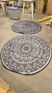 lot 139 image: Lot of 2 Outdoor Round Reversible Rugs