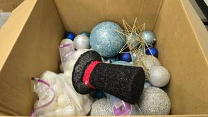 lot 140 image: Large Box Full of Misc Christmas Ornaments