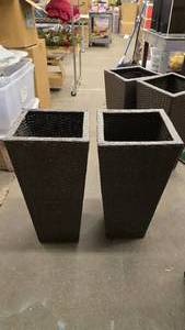 lot 146 image: Lot of 2 Matching Rattan Planters