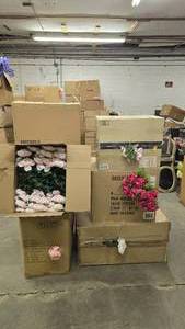 lot 168 image: Large Lot of Artificial Flowers.  SO MANY FLOWERS AND LOTS OF $$ HERE.  SEE PICTURES FOR EVERYTHING INCLUDED.  QUANTITY 5 BOXES BID IS TIMES THE QUANTITY SO YOU ARE BIDDING PER BOX