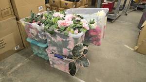 lot 169 image: Large Lot of Artificial Flowers.  SO MANY FLOWERS AND LOTS OF $$ HERE.  SEE PICTURES FOR EVERYTHING INCLUDED.  QUANTITY 5 TOTES BID IS TIMES THE QUANTITY SO YOU ARE BIDDING PER TOTE