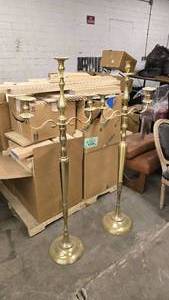 lot 222 image: Pair of Matching Brass Candelabra Candle Holders, 5 Tall