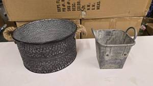 lot 228 image: Lot of 2 Metal Decorative Buckets