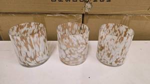 lot 232 image: Lot of 3 Matching Opalhouse Confetti Glass Votives
