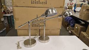 lot 278 image: Pair of Matching Adjustable Arm Desk Lamps w Power Outlet
