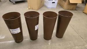 lot 207 image: Lot of 4 Tall Metal Dcor Flowers & Plants Bucket PlantersVases
