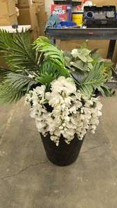 lot 212 image: Tall Planter Pot w Artificial Plant Arrangement