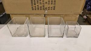 lot 229 image: Lot of 4 Square Glass Decorative Containers