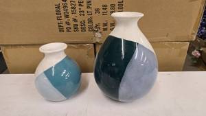 lot 253 image: Pair of Matching Abstract Ceramic Vases