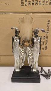 lot 258 image: Absolutely Stunning Art Deco Erte Peacock Maiden Table Lamp