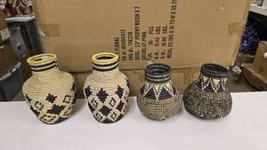 lot 264 image: Lot of 4 African Sisal Baskets