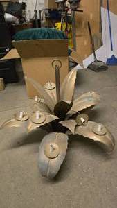 lot 308 image: Gold Metal Agave Plant Hanging Light