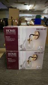 lot 316 image: Lot of 2 Gold Home Decorators Collection Wall Sconces