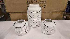 lot 301 image: Set of 3 Matching Ceramic Candle Holders