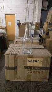 lot 313 image: Box of 12 Glass 1 Liter Carafes