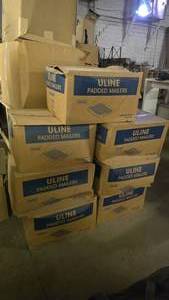 lot 328 image: Uline Padded Mailers  QUANTITY 7 BOXES  BID IS TIMES THE QUANTITY SO YOU ARE BIDDING PER BOX