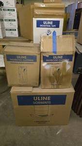 lot 332 image: Large Lot of Misc Warehouse Consumables.  Includes Boxes of Protective Coveralls & Sorbent Liquid Absorption Strips