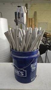lot 350 image: 5 Gallon Bucket Full of Aluminum Rods