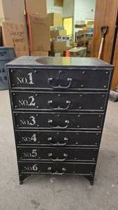 lot 355 image: Wood & Metal Industrial Style 6 Drawer Storage Cabinet