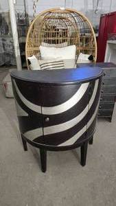 lot 356 image: Modern Style Black & Silver Half Round Wall Table