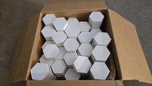 lot 360 image: Large Lot of Wooden White Display Pedestals.  3 Different Sizes.  Approx 170 Total