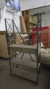 lot 362 image: Wood & Metal Book Shelf.  Missing Top Shelf