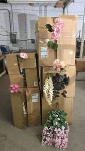 lot 390 image: Large Lot of Artificial Flowers.  SO MANY FLOWERS AND LOTS OF $$ HERE.  SEE PICTURES FOR EVERYTHING INCLUDED.  QUANTITY 5 BOXES  BID IS TIMES THE QUANTITY SO YOU ARE BIDDING PER BOX