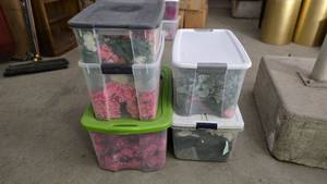 lot 393 image: Large Lot of Artificial Flowers.  SO MANY FLOWERS AND LOTS OF $$ HERE.  SEE PICTURES FOR EVERYTHING INCLUDED.  QUANTITY 5 TOTES  BID IS TIMES THE QUANTITY SO YOU ARE BIDDING PER TOTE