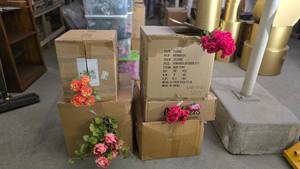lot 394 image: Large Lot of Artificial Flowers.  SO MANY FLOWERS AND LOTS OF $$ HERE.  SEE PICTURES FOR EVERYTHING INCLUDED.  QUANTITY 5 BOXES  BID IS TIMES THE QUANTITY SO YOU ARE BIDDING PER BOX