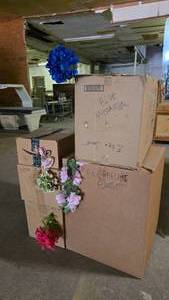 lot 399 image: Large Lot of Artificial Flowers.  SO MANY FLOWERS AND LOTS OF $$ HERE.  SEE PICTURES FOR EVERYTHING INCLUDED.  QUANTITY 5 BOXES  BID IS TIMES THE QUANTITY SO YOU ARE BIDDING PER BOX