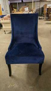 lot 407 image: Blue Crushed Velvet Style High Back Chair