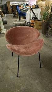 lot 408 image: Pink Crushed Velvet Style Modern Low Back Chair