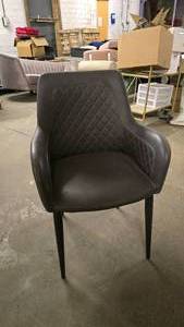 lot 409 image: Grey Stitched Aviator Style Arm Chair.  Matches Lot 466