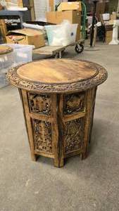 lot 437 image: Super Cool Asian Themed Wooden Side Table
