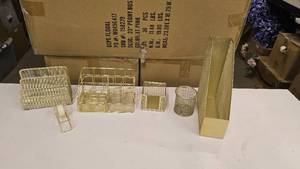 lot 438 image: Lot of Misc Gold Office Desk Accessories