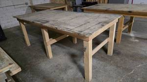 lot 455 image: Wooden Shop Table.  Missing a Leg.  Measures 8 x 4&nbsp THIS ITEM CAN ONLY BE PICKED UP ON DAY 3 OF REMOVAL