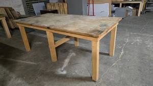 lot 456 image: Wooden Shop Table.  Measures 8 x 4&nbsp THIS ITEM CAN ONLY BE PICKED UP ON DAY 3 OF REMOVAL