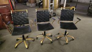 lot 461 image: Lot of 3 Black & Gold Office Chairs