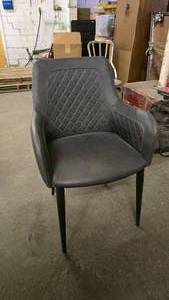 lot 466 image: Grey Stitched Aviator Style Arm Chair.  Matches Lot 409